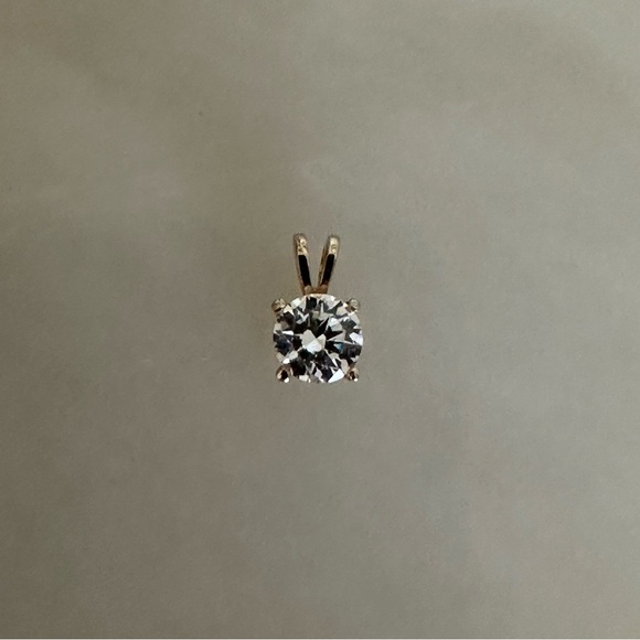 14k Solid Gold 6mm Brilliant Cut CZ Pendant - Picture 15 of 15